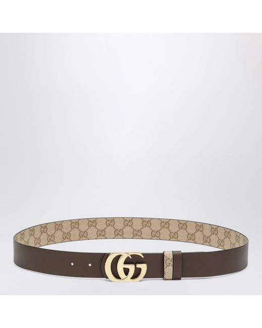 Gucci Natural Sand/Dark Reversible Cut Gg Marmont Belt for men