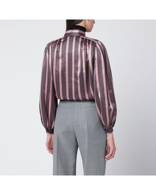 Valentino Red Striped Crepe De Chine Shirt
