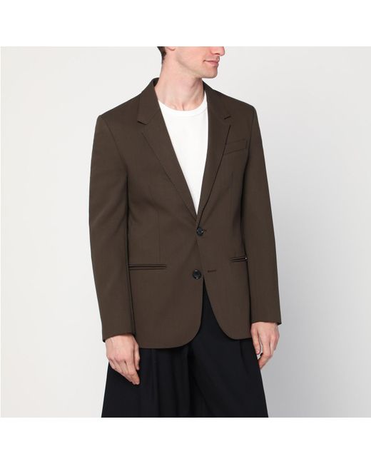 AMI Brown Single-Breasted Wool Jacket for men