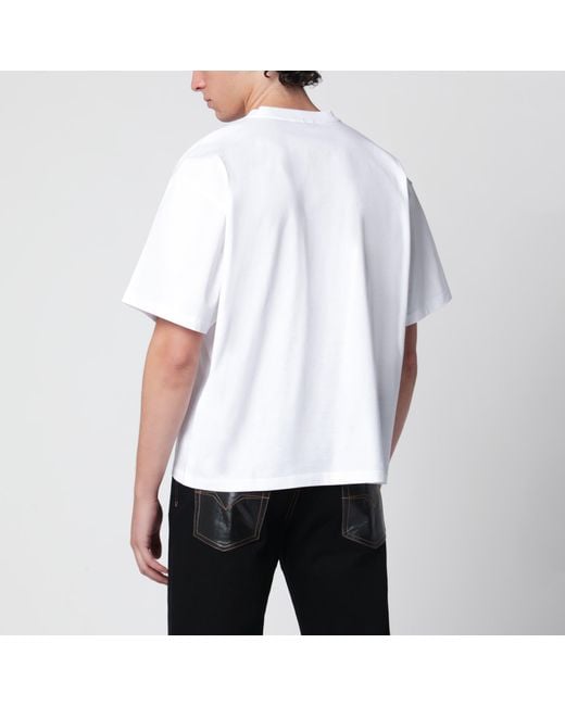 Versace White Cotton Jersey T-Shirt With Medusa Embroidery for men