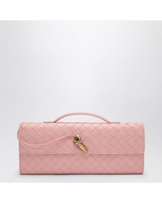Bottega Veneta Pink Andiamo Clutch With Handle