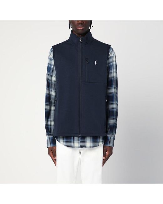 Gilet con zip navy in misto cotone di Polo Ralph Lauren in Blue da Uomo
