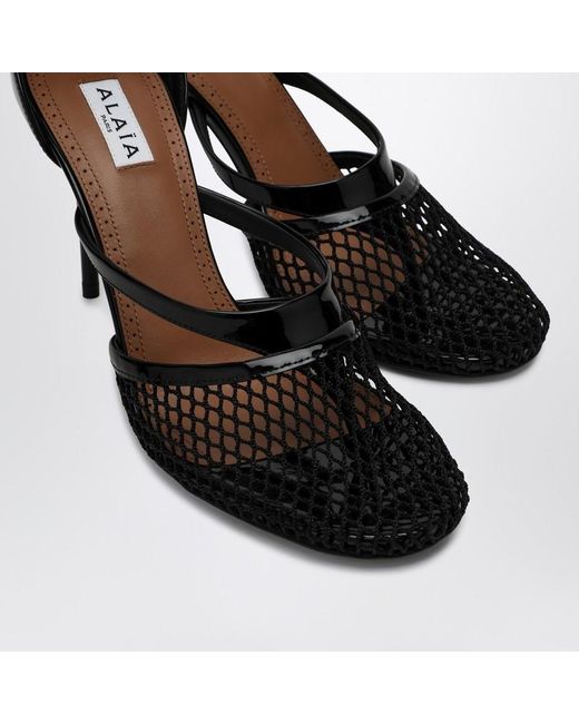 Alaïa Black Thong Sandals In Mesh