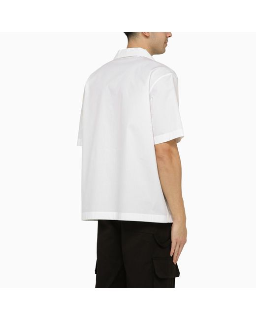 Valentino White Bowling Shirt With V Inlay for men