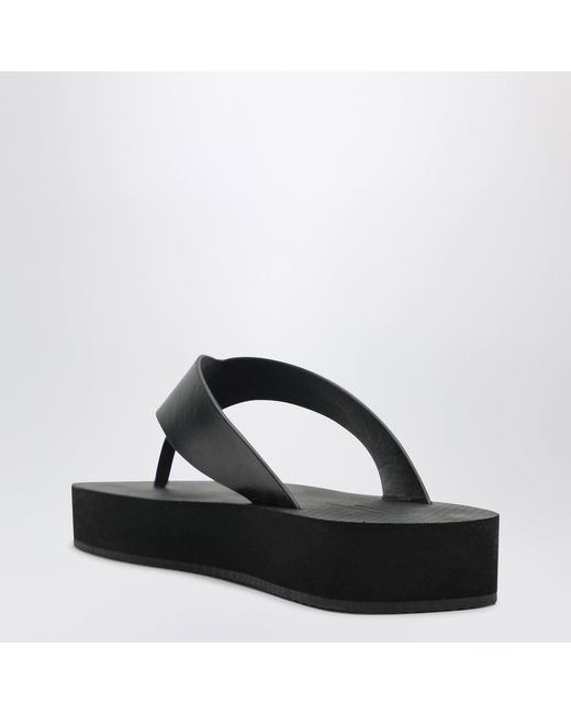The Row Black Dune Leather Flip-Flops