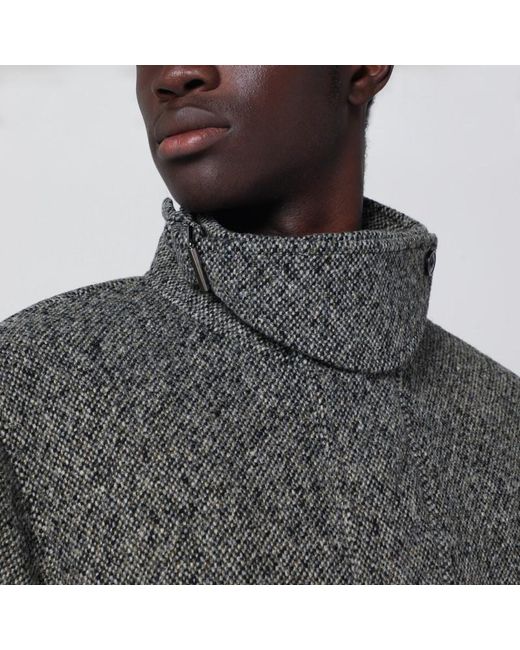 Giacca con zip con trama grigia in lana di Dries Van Noten in Gray da Uomo