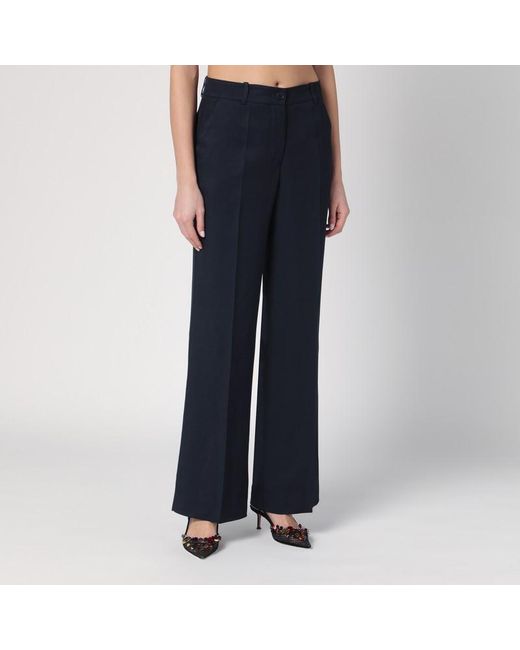 Pantalone a palazzo in misto lino di P.A.R.O.S.H. in Blue