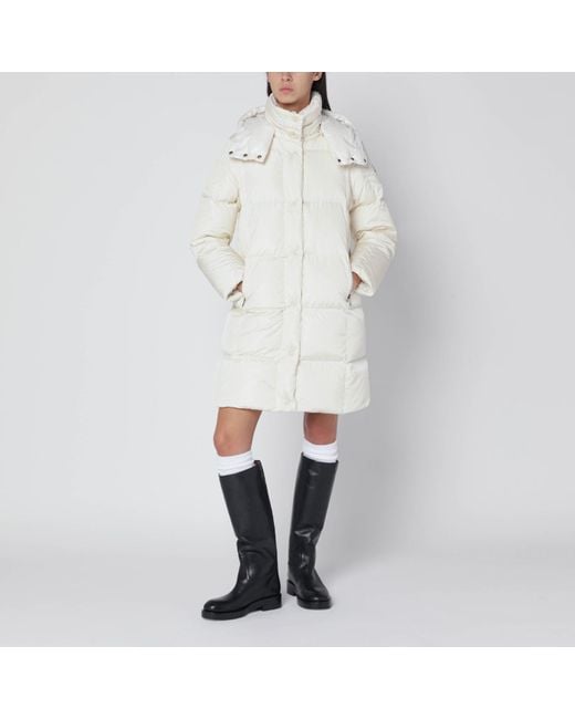 Moncler White Litte Long Quilted Jacket