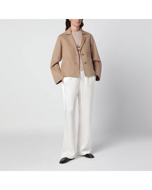 Weekend by Maxmara Natural Camel Wool Crop Jacket