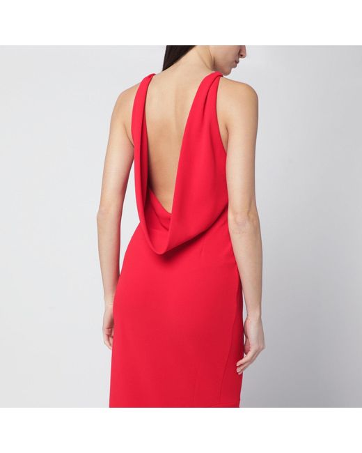 ANDAMANE Red Carmen Open-Back Dress