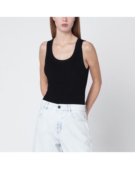 Alaïa Black Ribbed Knit Bodysuit