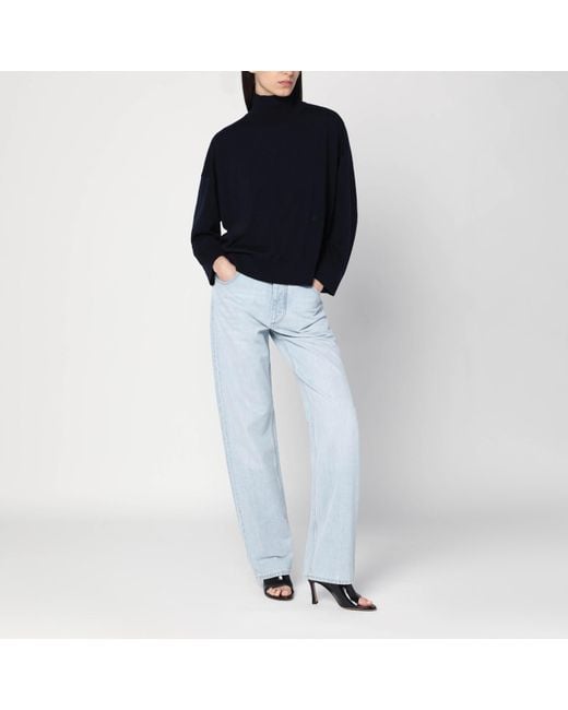 Bottega Veneta Blue Dark Turtleneck Wool Sweater