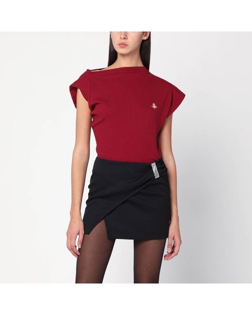 Vivienne Westwood Red Brick Asymmetrical T-Shirt With Orb Logo
