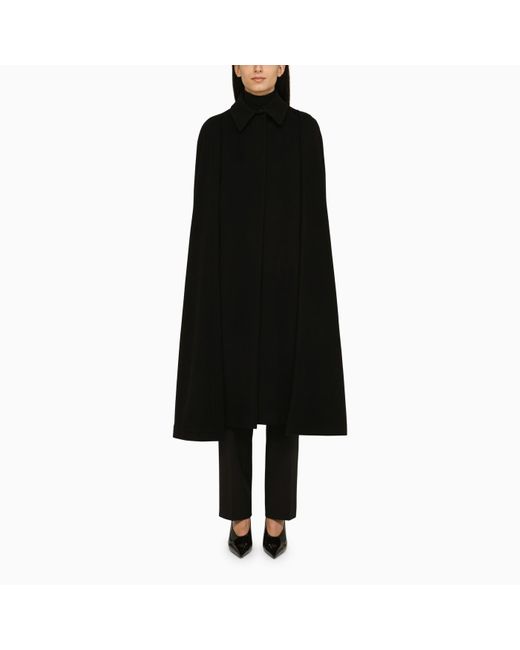 Mantella nera lunga in lana di FEDERICA TOSI in Black