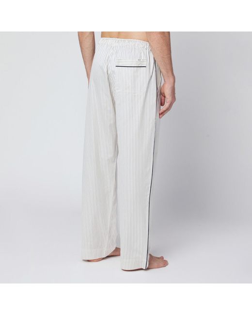 Tekla White And Striped Pyjama Trousers for men