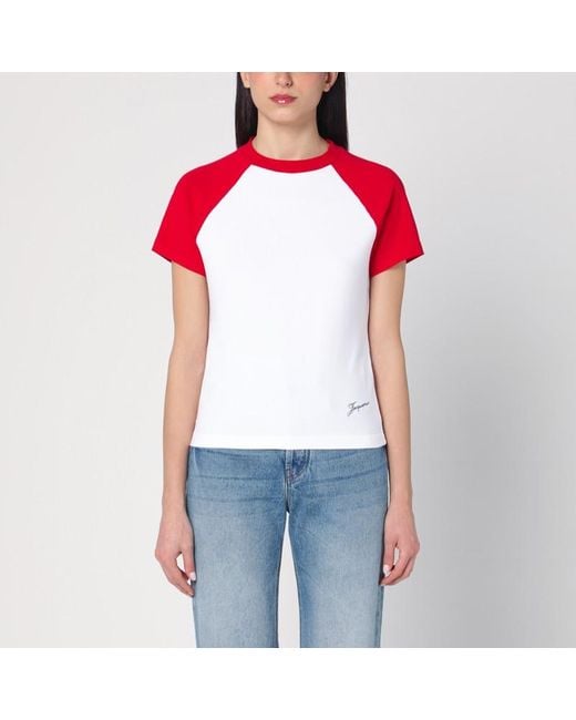 Jacquemus Red Weiß/Rotes Baseball-T-Shirt