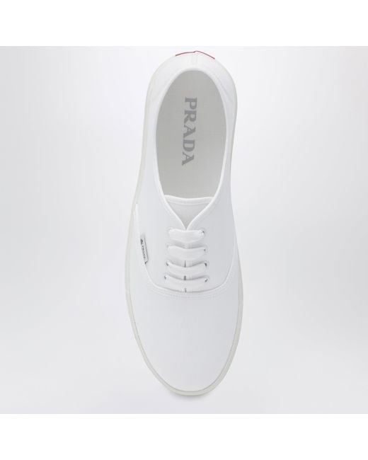 Prada White Drill Fabric Sneakers for men