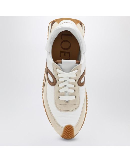 Sneaker flow runner 2.0 bianca/ in nylon e suede di Loewe in White