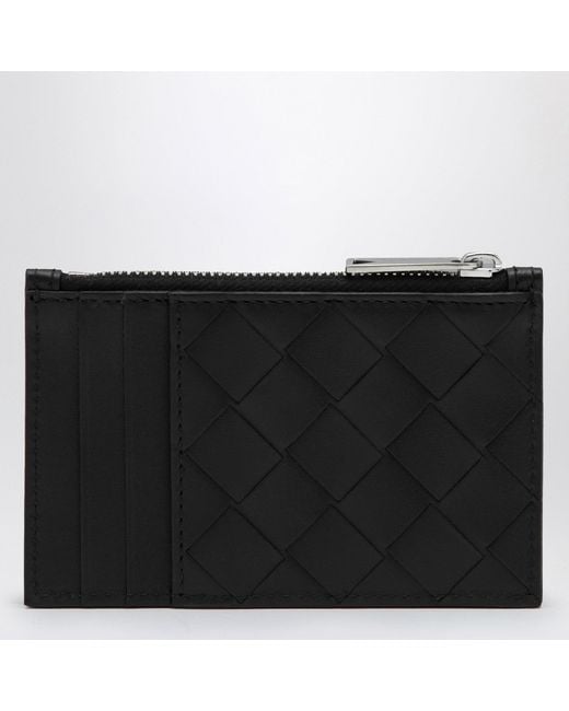 Bottega Veneta Black Leather Card Case With Intrecciato Pattern for men