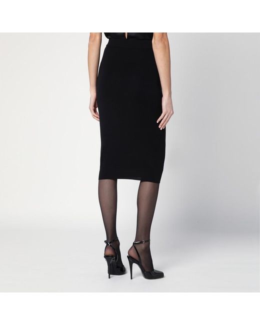 Gonna a matita nera in lana di Saint Laurent in Black