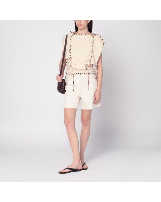 Isabel Marant Natural Top Zohra Écru Aus Baumwolle