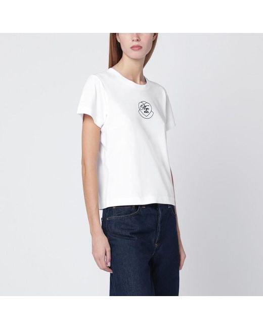 Moncler White Cotton T-shirt With Embroidered Heart