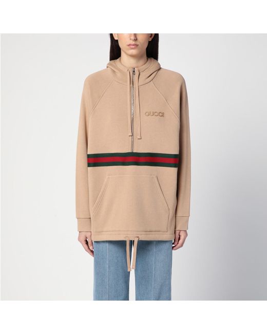 Gucci Natural Beige Sweatshirt With Web Ribbon