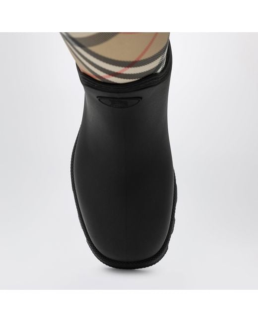 Burberry Black Tall Marsh Stamp Rubber Boots
