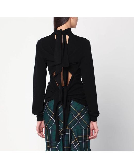 Moschino Black Turtleneck Sweater With Crossed Details