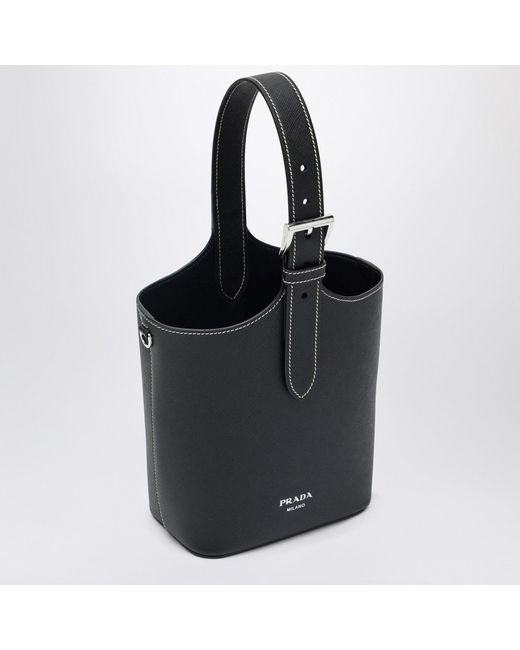 Prada Black Smooth Leather Bucket Bag