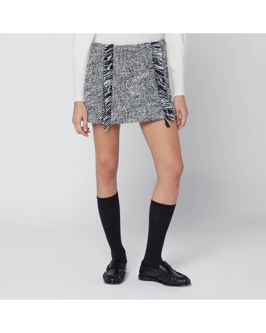 DURAZZI MILANO Gray Patterned Wool-Blend Mini Skirt