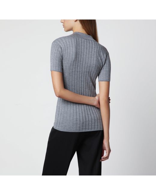 Totême  Blue Mélange Ribbed Cashmere And Silk Polo
