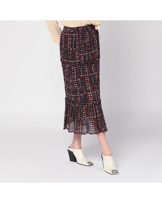 Gonna diya in voile di cotone con stampa di Isabel Marant in Brown