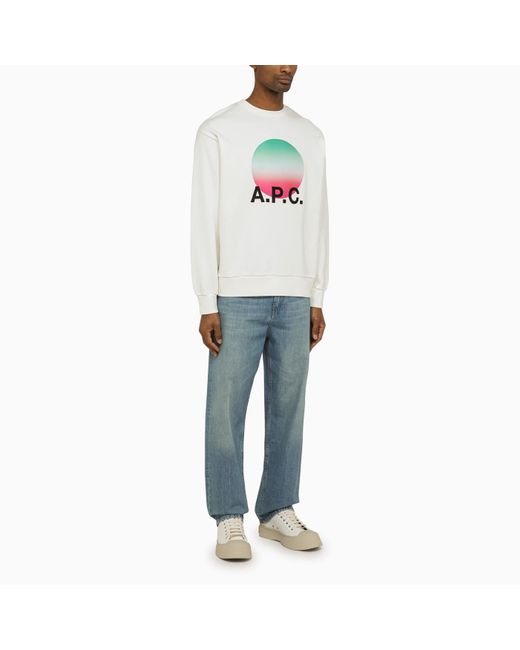 A.P.C. Logoed White/red Crewneck Nolan Sweatshirt for men
