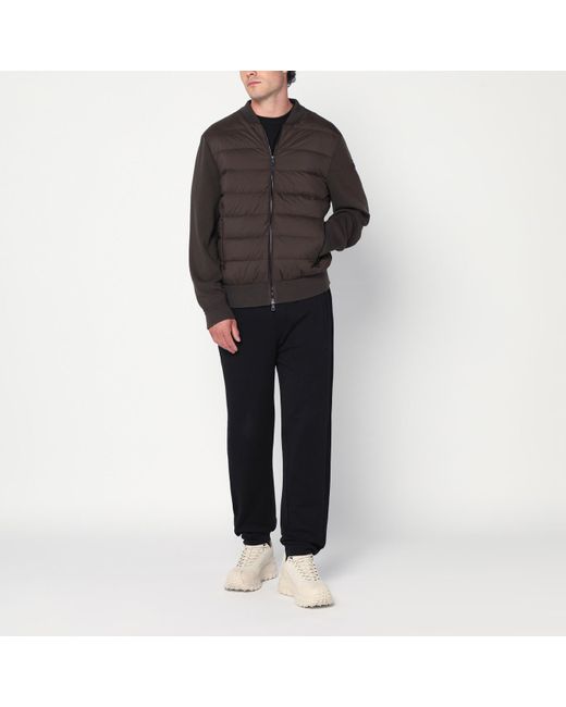 Moncler Black Cardigan With Padded Nylon Knit Sleeves for men