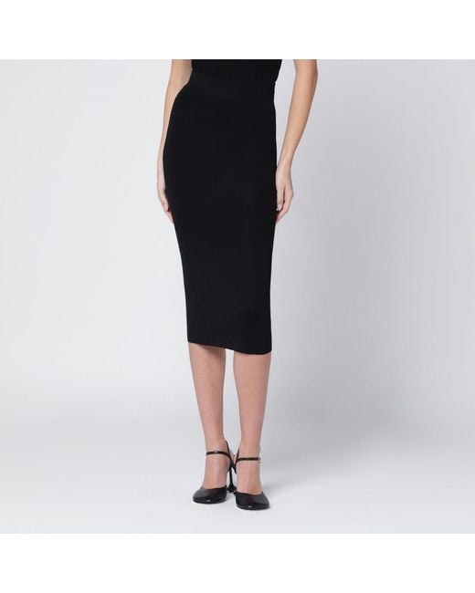 Entire studios Black Viscose Blend Midi Skirt