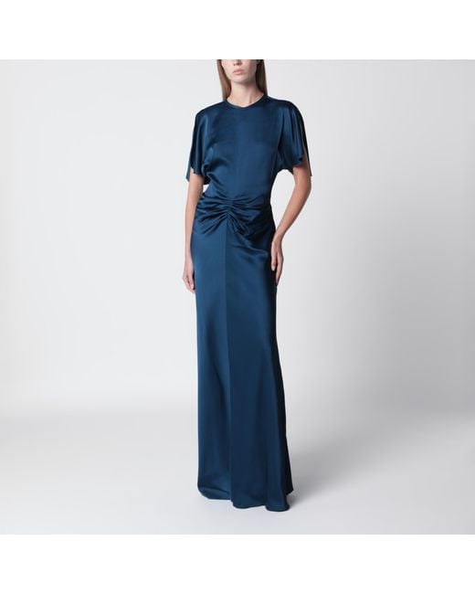 Victoria Beckham Blue Ocean Isabella Satin Crãªpe Maxi Dress