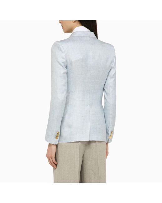 Tagliatore Blue Light Linen Double Breasted Jacket