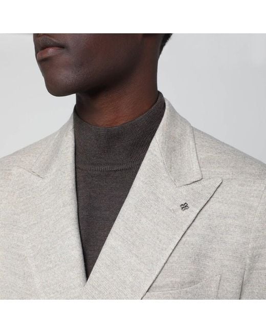 Veste Croisée En Laine Mélangée Tagliatore pour homme en coloris Gray