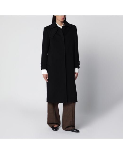 Tagliatore Black Single-Breasted Wool Coat