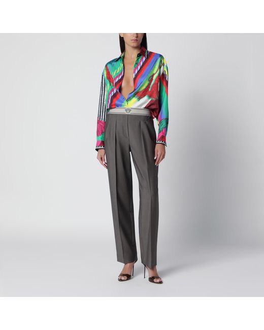 Versace Formula 6 Multicolored Silk Twill Shirt