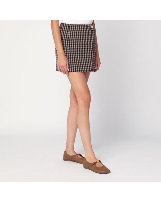 Minigonna in con motivo check di Ganni in Gray
