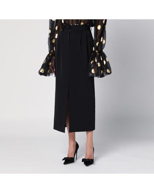 Dolce & Gabbana Black Schwarzer Bleistiftrock Aus Wollgabardine