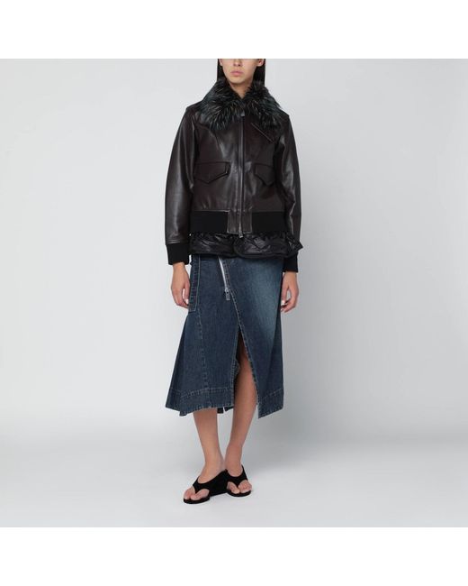 Sacai Blue Asymmetric Denim Skirt