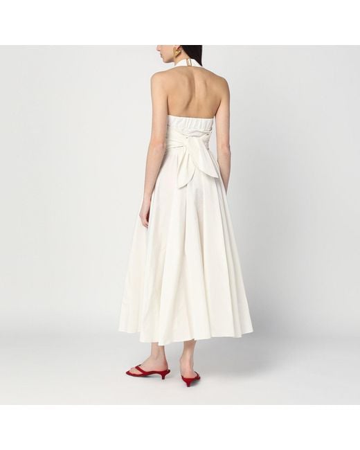 Patou White Ivory Dress With A Bow On The Back