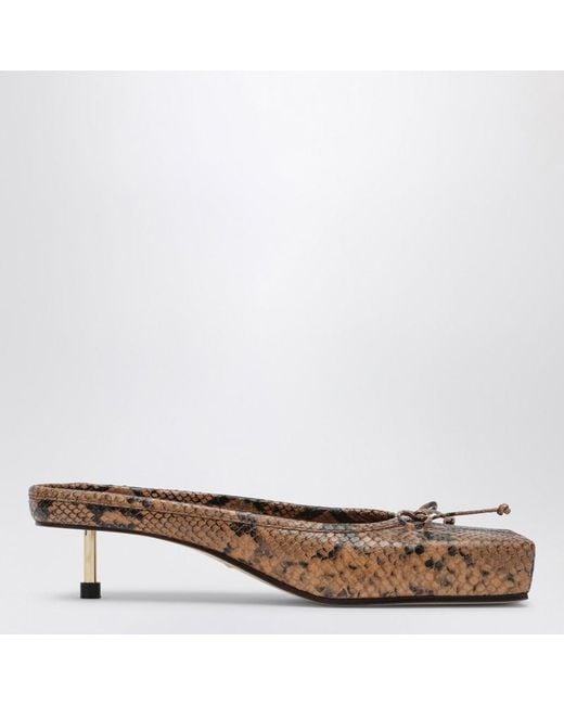 Jacquemus Brown Eckiger Brauner Mule Le Ballet Mit Python-Optik