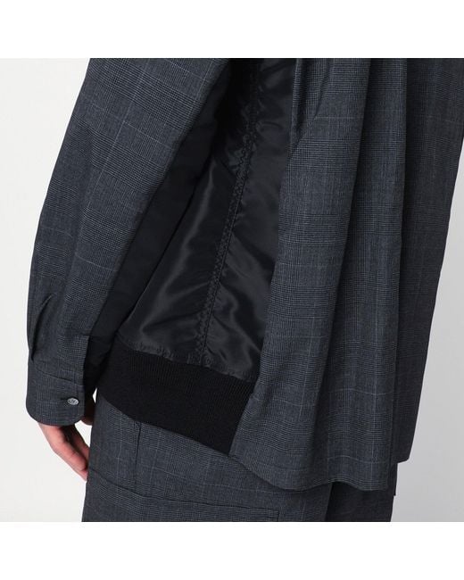 Sacai Blue Plaid Wool Shirt Jacket for men