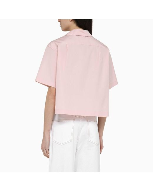 Marni Pink Cotton Cropped Shirt With Appliqué