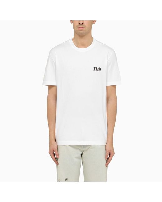 T-shirt bianca in cotone con logo di Golden Goose Deluxe Brand in White da Uomo