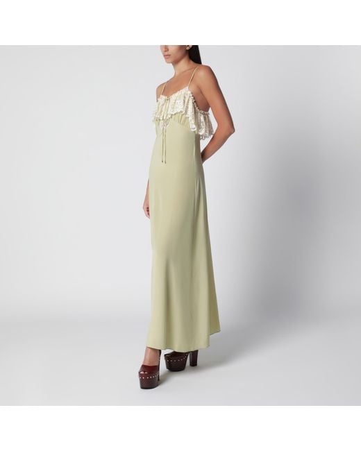 Chloé Green Long Dusty Silk Slip Dress